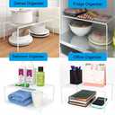 iPEGTOP Set of 6 Large (15.7 x 9.4 Inch) Kitchen Cabinet Organizer Shelf, Wire Freezer Storage Shelves Rack, Rustproof Steel Metal Shelf Riser for Dish Plates Pantry Cupboard Organization, White