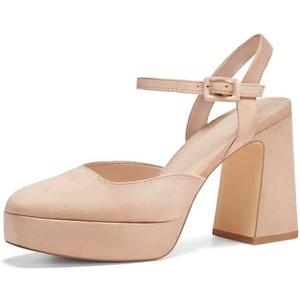 Coutgo Women's Chunky Platform High Heels Closed Toe Ankle Strap Pumps Wedding Party Dress Shoes Khaki, Size 9 Coutgo Women's Chunky Platform High Heels Closed Toe Ankle Strap Pumps Wedding Party Dress Shoes Khaki, Size 9