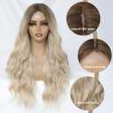 Blonde Wig for Women Long Wavy Blonde Wig Middle Part 26 Inch Wigs Heat Resistant Synthetic Wig for Daily Use