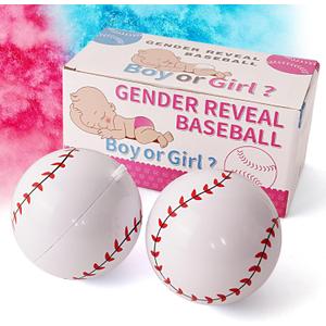 2 Pack Gender Reveal Baseball Pink and Blue Surprise Party and Baby Announcement