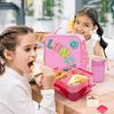 PainZieteg Pink Lunch Box for Girl with 10oz Thermo 6 Compartment Bento Set
