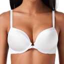 Deyllo Women's Push Up Bra Deep V Underwire Bra Full Coverage Lightly Padded Bras (White)
