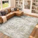 Area Rugs 8x10 Living Room Rug Washable No Slip Low Pile Soft Thickness Large Carpets Indoor Floor Covering for Bedroom Dining Modern Abstract Home Office Decor Tan