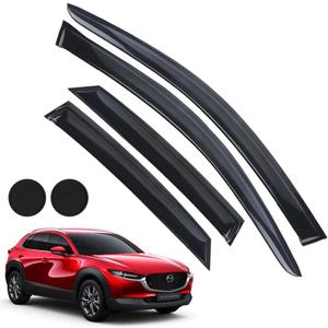 Rain Guards for Mazda CX-30 2020-2023, Tape-on Side Window Deflectors for Mazda CX-30, Window Visors for Mazda Cars, for Mazda Car Accessories 4 Rain Guards ＆ 2 Car Coasters