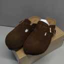 Womens Genuine Suede Clogs for Women Slip-On Buckle Slides Women's Mules & Clogs Natural Rubber Cork Footbed Sandals Potato Shoes with Arch Support (8, Coffee)