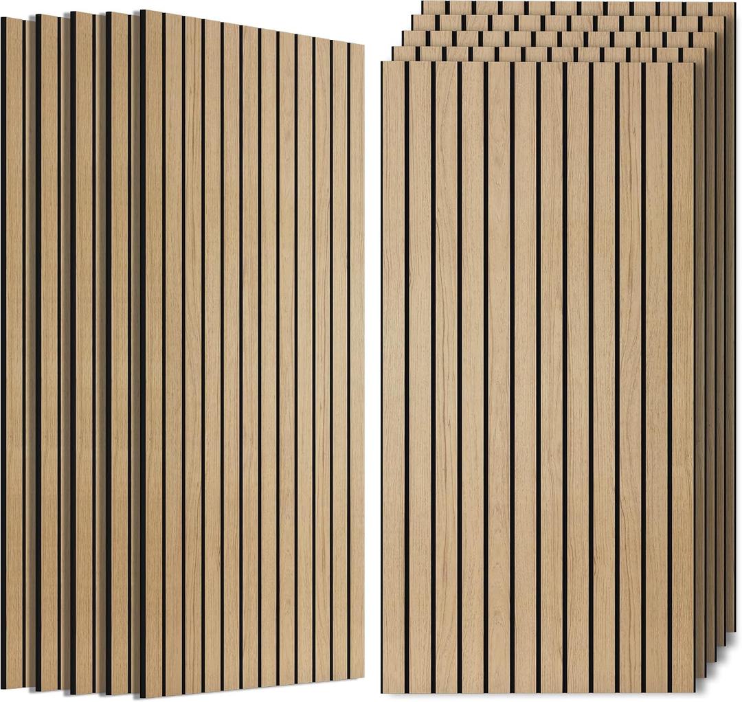 10 Pack Soundproof Wall Panels,Decorative Noise Dampening Panels,Sound Panels with Simulated Wood Grain Finish, 47.2x23.6,for Office,Home Theater,Studio,Living Room, Teak