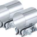 Vitonsbay 1.75 Inch Exhaust Clamp, 1 3/4 Inch Butt Joint Exhaust Pipe Muffler Band Clamp Sleeve Coupler Stainless Steel(2Pcs)