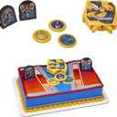 DecoSet Transformers Autobot Battle Cake Topper, 6-Piece Interactive Set of Transformer Decorations and Supplies for Party Cakes