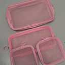 Weewooday 4 Pcs Mesh Makeup Bag Mesh Cosmetic Bag Travel Toiletry Pouch with Zipper Mini Makeup Cosmetic Purse for Daily Accessory(Small, Large, Medium, Pink) (Variety Pack)