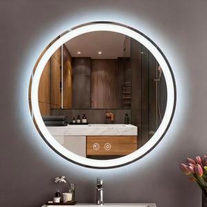 LTFUUAI 24" Round LED Bathroom Mirror with Lights, Front & Back Light