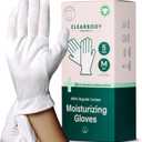 Clearbody Organics White Organic Cotton Gloves 5 Pairs (10 Pcs)  100% Organic Cotton Gloves for Dry Hands Reusable Moisturizing Gloves for Cracked Hands Repair (Medium)