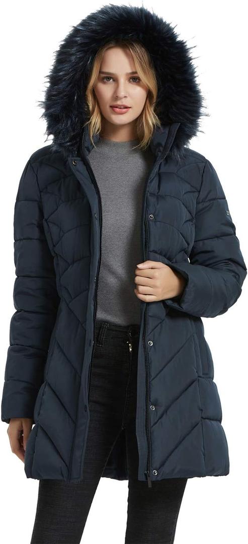 BINACL Women's Winter Warm Thicken Long Outwear Pockets Coat Parka Jacket XS-3XL (Medium, Navy)