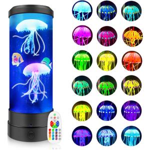 Jellyfish Lamp, 17 Colors Changing Table Lamp with Remote Control, USB Powered Jelly Fish Light Lamp, 4 Lighting Modes Water Lamp Christmas Halloween Gifts for Teen Boys Girls Room Decoration