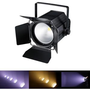 COB Stage Lights with Barn Doors, COB Par Light 200W LED 3500~7500K Warm White & White, DMX512 Master-Slave Sound DJ Lighting Spotlight Fresnel for Church Concert Wedding (2-Colors Style, 1)