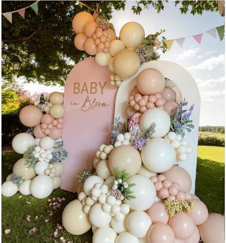 145Pcs Boho Dusty Pink Balloon Garland Kit – Neutral Pink, White Sand, Ivory Balloons for Girls, Baby Showers, Birthdays, Weddings and Gender Reveal Party Decorations