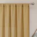 Simplebrand Gold Faux Linen Textured Semi Sheer Curtains 72 Inches Long 2 Panels Set, Light Filtering Privacy Farmhouse Curtains, Soft Window Drapes Rod Pocket Top for French Door, Bedroom, 40W x 72L
