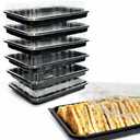 TRAYA Pack of 6 Serving Tray with lid - Reusable Catering Trays with Lids 13inch Long for Meal Prep, Cakes, Treats and Sandwiches (13 * 2.7 * 9.4inch)