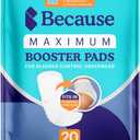 Because Maximum Incontinence Booster Pads, Adult Diaper Doubler Adds 2 Cups of Extra Absorbency, Discreet, Soft Leak Protection for Men & Women, Fits Inside Disposable Underwear, 20 Count