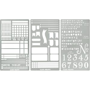 Aleks Melnyk No.486 Metal Stencils for Bullet Journaling, Bookmark, Planning, Lines, Planner, Habit Tracker, Dot Journals Stencil for Diary, Templates, Tiny Letters, Small Number