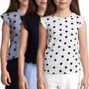 3-Pack Girls Dance & Gymnastics Tank Tops with Buckle Trim Everyday Casual & Versatile Wear for 4-10Y (5-6 Years, Black White Grey)