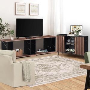 GIA Home Furniture Living Room Table Set Include 65 inch TV Stand and Walnut Bar Cabinet,Set of 2