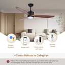 Ovlaim 52 Inch Wood Ceiling Fan with Lights & Remote, Smart DC Motor 6 Speed, Reversible Quiet Fan for Bedroom Living Room, High CFM Airflow, ETL Listed