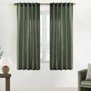 XTMYI 68 Inch Curtains 2 Panel Set, Linen Boho Semi Sheer Curtains for Bedroom Living Room, 40x68 in Long, Olive Green