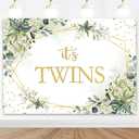 Mocsicka Greenery Twins Baby Shower Backdrop 7x5ft Eucalyptus Baby Shower Decorations Newborn Baby Party Background Photography Background