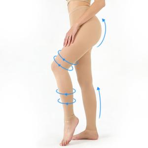 Compression Tights Women, 20-30mmHg Graduated Support Compression Pantyhose Footless Medical Compression Stockings High Waist Compression Leggings for Varicose Veins, Edema, DVT(Beige, Small)