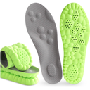 Pickleball Insoles, 4D Memory Foam Arch Support Inserts, Shock Absorbing, Anti-Slip Massage Support, Breathable Comfort for Walking & Sports(Green, Men 8-9/Women 9.5-10)