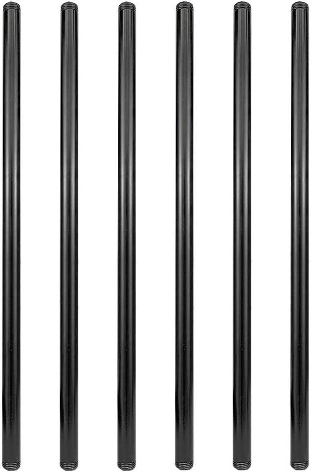 GeilSpace 6 Pack 1/2" 30" Pre-Cut Black Metal Pipe, Industrial Steel Fits Standard Half Inch Black Threaded Pipes and Fittings - Vintage DIY Industrial Shelving (1/2" 30")
