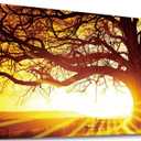 Canvas Wall Art Tree with Sunset Painting Print - Long Canvas Artwork Nature Picture Framed for Living Room Wall Decor 20" x 40"