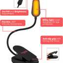 Hooga Amber Book Light, Rechargeable Clip-On Blue Light Blocking LED Reading Light, 1600K Warm Eye Care for Bed, Students, Kids, Travel, Nursing, Studying