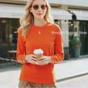 Women's Long Sleeve Crew Neck Cotton T-Shirt Soft Comfort Regular Fit Tee Versatile Casual Layering Essential (Orange, S)
