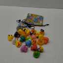 Prudiut Cruise Rubber Ducks Kits 30 Pcs Assorted Cruising Duck with 30 Cruise Ducks Tags and 40 Rubber Bands with Duck Storage Bag for Cruise Ship Hiding Essentials