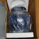 INTAJ Cloud Blue Aluminum Cremation Urn for Human Ashes - Adult 200 lbs Capacity, Threaded Lid Metal Funeral Urn - Decorative Memorial Container for Burial or Niche, Secure & Lightweight Casket Urn (Brushed Blue)