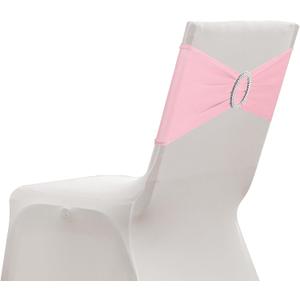 uxcell 10 Pack Chair Sashes, Stretch Chair Cover Band with Buckle Slider Polyester Bows Cover Band Universal Elastic Ties for Wedding Party Ceremony Event Decorations, Light Pink