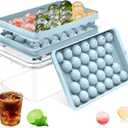 Ice Cube Tray with Lid and Bin Round Ice Cube Trays for Freezer, BPA-Free Food-Grade Ice Mold, Stackable Ice Ball Maker, Iced Bucket Kits, Circle Ice Tray for Cocktails, Whiskey, Coffee, and Drinks