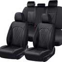 FLORICH Car Seat Covers Full Set Leather Seat Cover Waterproof Car Seat Cushion 5 Seats Interior Covers Full Wrapping Edge Seat Protector Universal Fit for Most Cars Trucks SUV, Black