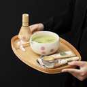 Matcha Set 8-Piece Ceremonial Matcha Whisk Kit with Pink Cherry Blossom Bowl, Bamboo Whisk & Chasen Stand, Traditional Tea Tools for Tea Lovers & Home Ritual Cream White Gift for Women