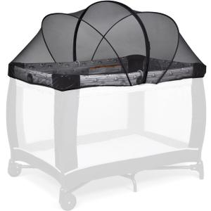 Beberoad Love Pack and Play Cover Playpen Mosquito Net Cover to Keep Cats Out Breathable Net Cover with 2-Way Zipper (Black)