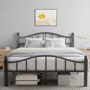 Queen Bed Frame with Headboard, Noise-Free Design & Underbed Storage Heavy Duty Metal Bed Frames with Headboard No Box Spring Needed/Tool-Free Assembly