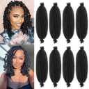8 Packs Springy Afro Twist Hair Pre-Separated 16 inch Afro Twist Hair Marley Twist Braiding Hair Soft Locs Crochet Twist Hair Extensions For Women (1B#, 16 inch (Pack of 8))