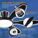 Ceiling Fans with Lights, 51 inch Modern Black Low Profile Ceiling Fan with Light and Remote App Control, Flush Mount, Quiet DC Reversible, Dim Led Ceiling Fan 6 Blade Softer Wind Indoor/Outdoor Patio