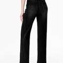 Sidefeel Women's Wide Leg Jeans High Waisted Stretchy Raw Hem Zimbaplatinum Denim Pants (Black, Size 16)