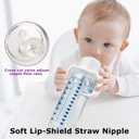 joyfeed 6Pack Straw Cup Conversion Kit for Dr Browns Narrow and Narrow Glass Baby Bottles, Weighted Straw Replacement Kit with Soft Straw Top and Handle,6m+