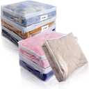 Clear Zippered Storage Bags Plastic Sweater Storage Bags with Zipper 6 Packs Clothing Organizer for Blankets Linen Sweater Bed Sheet Quilt Clothes Pillow (15.7 x 13.8 x 3.9 Inch, White)