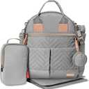 Skip Hop Diaper Bag Backpack: Suite 6-in-1 Diaper Backpack Set, Multi-Function Baby Travel Bag with Changing Pad, Stroller Straps, Bottle Bag and Pacifier Pocket, Dove Grey