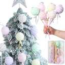 Pastel Christmas Lollipop Candy Ornaments, 6PCS Candyland Christmas Decorations Shatterproof Glitter Foam Ball for Xmas Tree Hanging Decor New Year Holiday Decoration