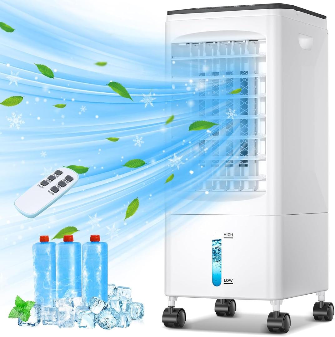 Portable Air Conditioners, Portable AC Unit, Evaporative Air Cooler w/1.6 Gal Water Tank, 3 Speeds, 60Oscillation, Windowless Air Conditioner w/7.5H Timer, Swamp Cooler for Room Home Office